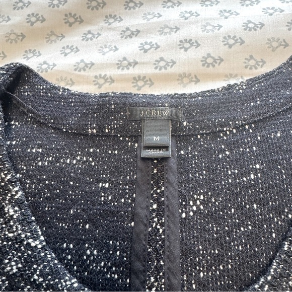 J. Crew Navy Blue and White Micro Tweed Sweater Jacket Size Medium - Picture 6 of 7